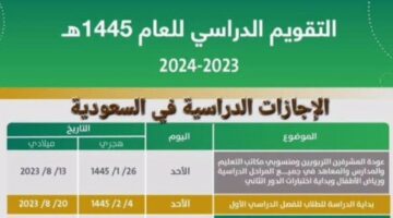 "رسمياً" التعليم تحدد مدة اجازة الفصل الأول 1445 بالمملكة العربية السعودية