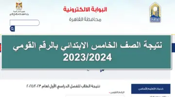 مُتاح الآن.. الاستعلام عن نتيجة الصف الخامس الابتدائي بالرقم القومي الترم الاول 2023/2024