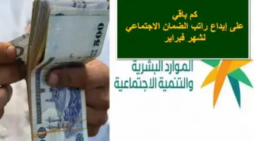8 أيام على الصرف.. كم باقي على إيداع راتب الضمان الاجتماعي الدفعة الـ26 لشهر فبراير؟ الموارد البشرية تُجيب