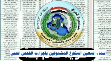 اسماء المعين المتفرغ المشمولين باجراءات الفحص الطبي في محافظة المثنى 2024