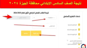 اعرف نتيجتك.. الآن رابط نتيجة الصف السادس الابتدائي محافظة الجيزة 2024 الفصل الدراسي الاول