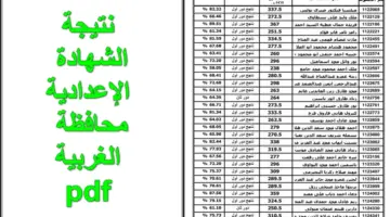 حمل الآن.. كشوفات نتيجة الشهادة الإعدادية محافظة الغربية pdf بالاسم ورقم الجلوس أون لاين