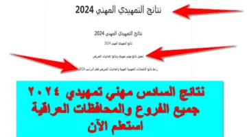 LINK.. هُنا رابط الاستعلام عن نتائج السادس مهني تمهيدي 2024 جميع الفروع تحميل PDF