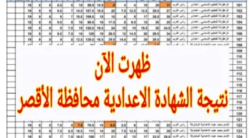 أعرف نتيجتك بالدرجات.. نتيجة الشهادة الاعدادية محافظة الاقصر 2024 بالاسم فقط