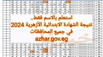 استعلم بالاسم فقط.. رابط نتيجة الشهادة الابتدائية الأزهرية 2024 في جميع المحافظات عبر natiga.azhar.eg