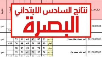 رابط الاستعلام عن نتيجة الصف السادس الدور التمهيدي 2023- 2024 البصرة
