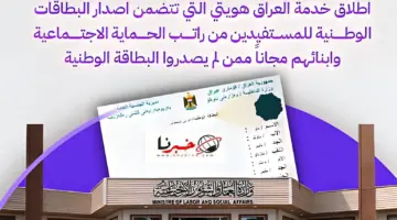 عاجل وزارة العمل تنشر اسماء المشمولين بإصدار البطاقة الوطنية الموحدة مجانًا لمستفيدي الرعاية الاجتماعية "خدمة العراق هويتي"