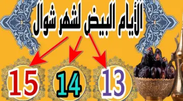 العد التنازلي .. هذا هو موعد الايام البيض لشهر شوال 2024 وفضل صيامها كما ورد في السيرة النبوية