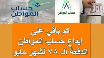 كم باقي على ايداع حساب المواطن الدفعة الـ 78 لشهر مايو؟ .. العناية بالعملاء تُجيب على المستفيدين