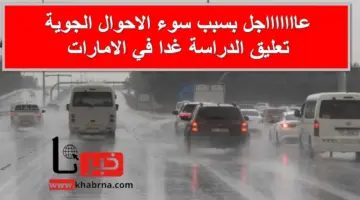 عاجل .. تعليق الدراسة في الامارات وتحويلها عن بُعد في هذه المناطق لسوء الأحوال الجوية