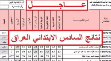 ظهور نتائج السادس الابتدائي ٢٠٢٤ بابل بالاسم فقط موقع نتائجنا results.mlazemna