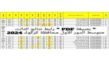 " بصيغة PDF " رابط نتائج الثالث متوسط الدور الاول محافظة كركوك 2024