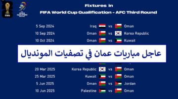 رسميًا.. جدول مباريات عمان في تصفيات كأس العالم اسيا 2026 وثمانية مواجهات عربية