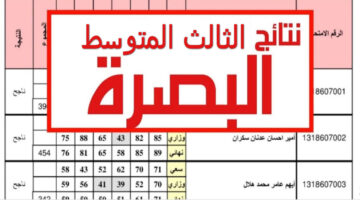 نتائج الثالث متوسط 2024 البصرة عبر موقع وزارة التربية العراقية