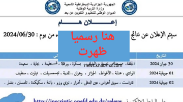 onefd edu dz رسمياً إعلان نتائج المراسلة 2024 امتحان اثبات المستوى الجلفة والشلف