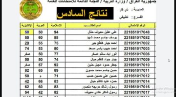 نتائج الامتحانات بالعراق 2024.. رابط نتائج السادس الاعدادي دور أول 2024 بالرقم الامتحاني عموم المحافظات