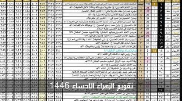 النسخة الأصلية.. تقويم الزهراء الاحساء 1446 لمعرفة كافة أحداث هذا العام