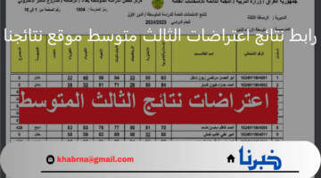 استعلم الآن.. رابط نتائج اعتراضات الثالث متوسط موقع نتائجنا 2024 كل المحافظات
