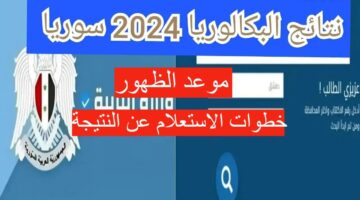 رابط نتيجة البكالوريا بسوريا دمشق 2024 وموعد ظهورها والإستعلام عنها برقم الاكتتاب