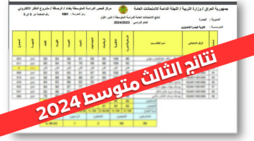 "نتيجتك هنا" نتائج الثالث متوسط 2024 الدور الاول pdf موقع نتائجنا الوزاري
