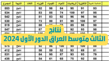 "من هنا" نتيجة الثالث متوسط pdf 2024 جميع المحافظات دور أول