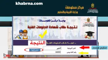 "برقم الجلوس" نتيجة الدبلومات الفنية جميع المحافظات 2024 نتائج شهادة ثانوي صنايع تجارة زراعة فندقي