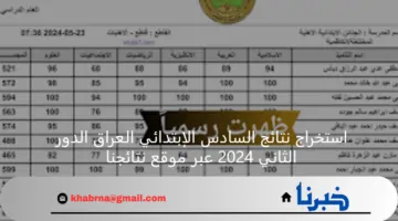 ظهرت الأن .. استخراج نتائج السادس الإبتدائي العراق الدور الثاني 2024 عبر موقع نتائجنا
