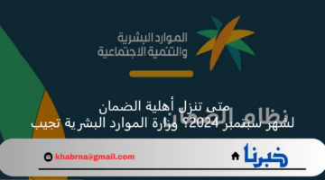 متى تنزل أهلية الضمان لشهر سبتمبر 2024؟ وزارة الموارد البشرية تجيب