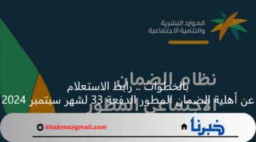 بالخطوات .. رابط الاستعلام عن أهلية الضمان المطور الدفعة 33 لشهر سبتمبر 2024