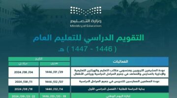 رسميًا.. جدول التقويم الدراسي 1446 بعد التعديل الأخير ومواعيد العطلات الرسمية