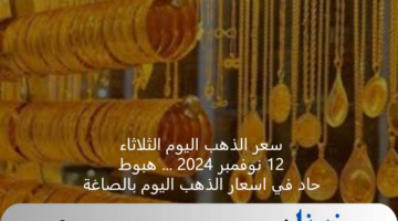 سعر الذهب اليوم الثلاثاء 12 نوفمبر 2024 ... هبوط حاد في اسعار الذهب اليوم بالصاغة