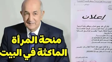 شروط منحة المرأة الماكثة في البيت 2024 بالجزائر .. 5 خطوات للتسجيل عبر وكالة التشغيل anem.dz