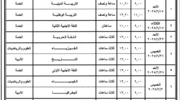 "وزارة التعليم" تعلن عن جدول امتحانات الثانوية العامة 2025 لشعبة الأدبي والعلمي بالصور