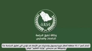 إنذار أحمر لـ12 منطقة: أمطار غزيرة وسيول قد تعلق الدراسة غدًا وتحولها عبر "مدرستي"، حسب وزارة التعليم