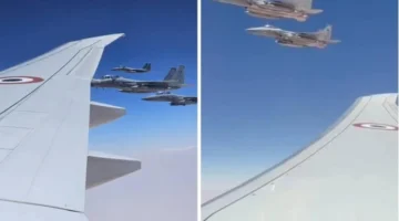 شاهد: الطائرات الحربية السعودية تحرس طائرة رئيس الوزراء الهندي فور وصوله إلى جدة