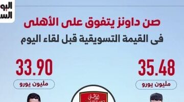 صن داونز يتفوق على الأهلي فى القيمة التسويقية قبل لقاء اليوم.. إنفوجراف