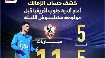 كشف حساب الزمالك أمام أندية جنوب أفريقيا قبل مواجهة ستيلينبوش.. إنفو جراف