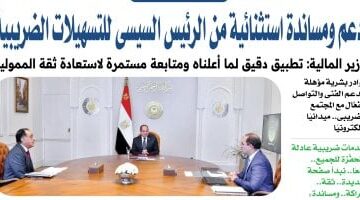 وزير المالية يكشف: دعم استثنائي من الرئيس السيسي لتسهيلات ضريبية حاسمة